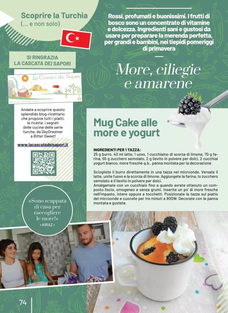 Dreamers Magazine N.4 - More, ciliegie e amarene / Le ricette di Kiraz 
Mug Cake alle more e yogurt