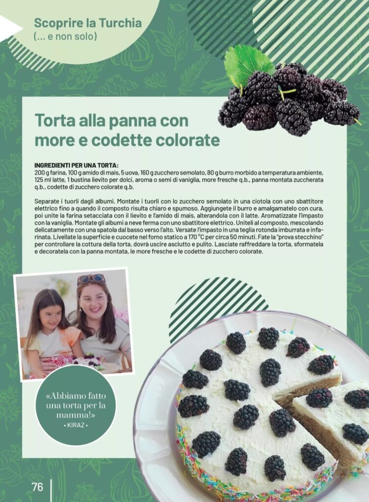 Dreamers Magazine N.4 - More, ciliegie e amarene  Le ricette di Kiraz Torta alla panna con more e codette colorate